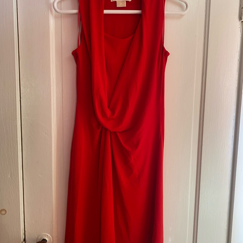 Michael Kors Sleeveless Red Draped Front Cocktail Dress